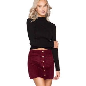 Burgundy suede button down skirt small